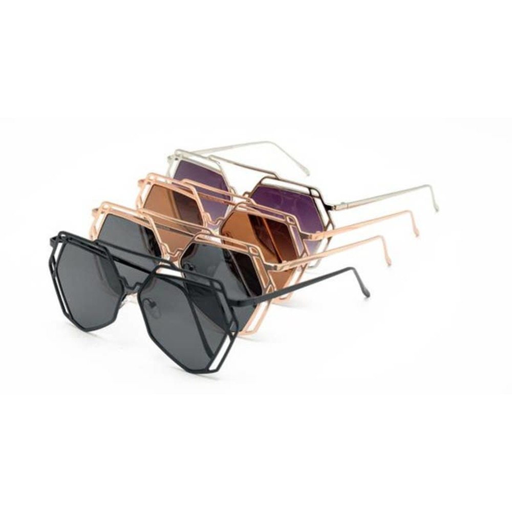 Women's Geometric Cutout Frame Sunglasses